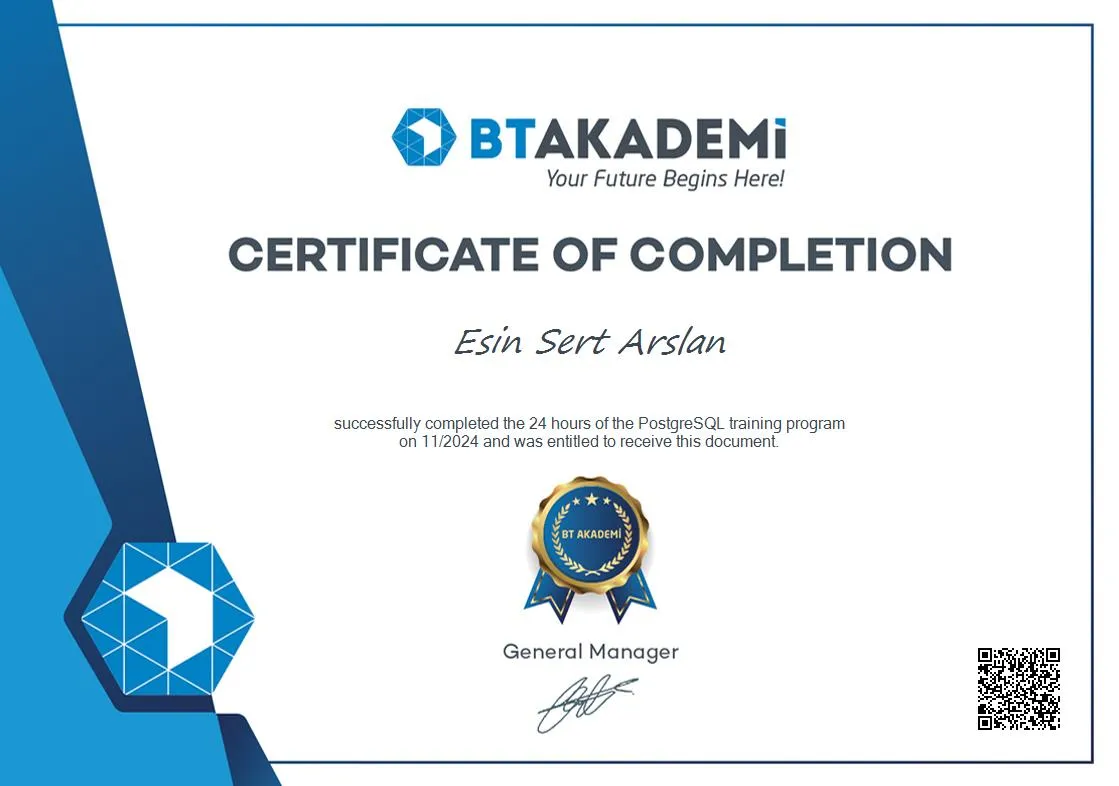 Esin Sert Arslan - Sertifika