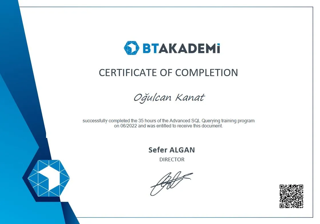 Oğulcan Kanat - Sertifika