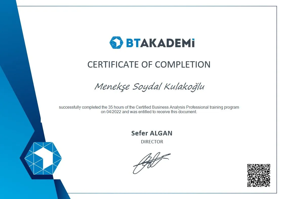 Menekşe Soydal Kulakoğlu - Sertifika