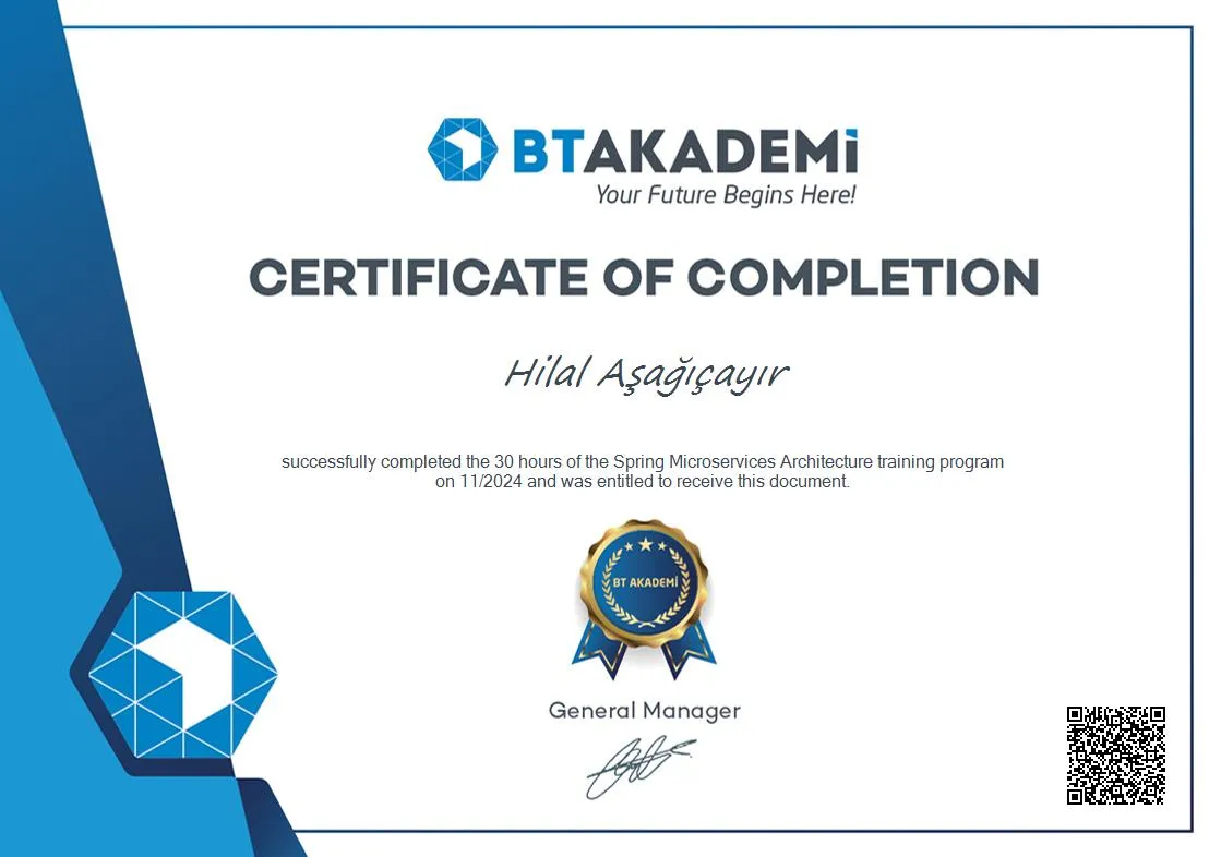 Hilal Aşağıçayır - Sertifika