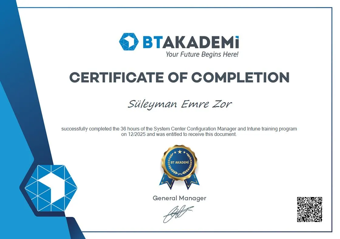Süleyman Emre Zor - Sertifika