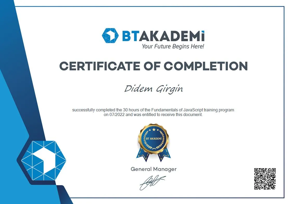 Didem Girgin - Sertifika