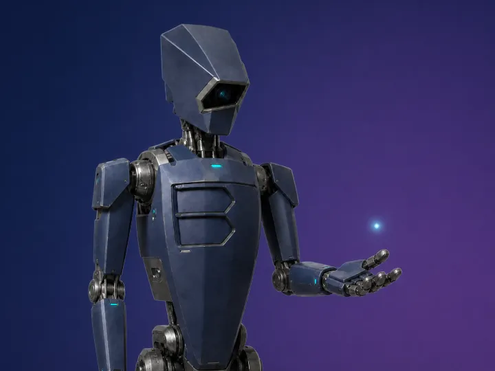 Yapay zekâyı temsil eden robot maskot