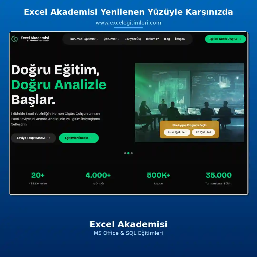Excel Akademisi Yenilenen Yüzüyle Karşınızda